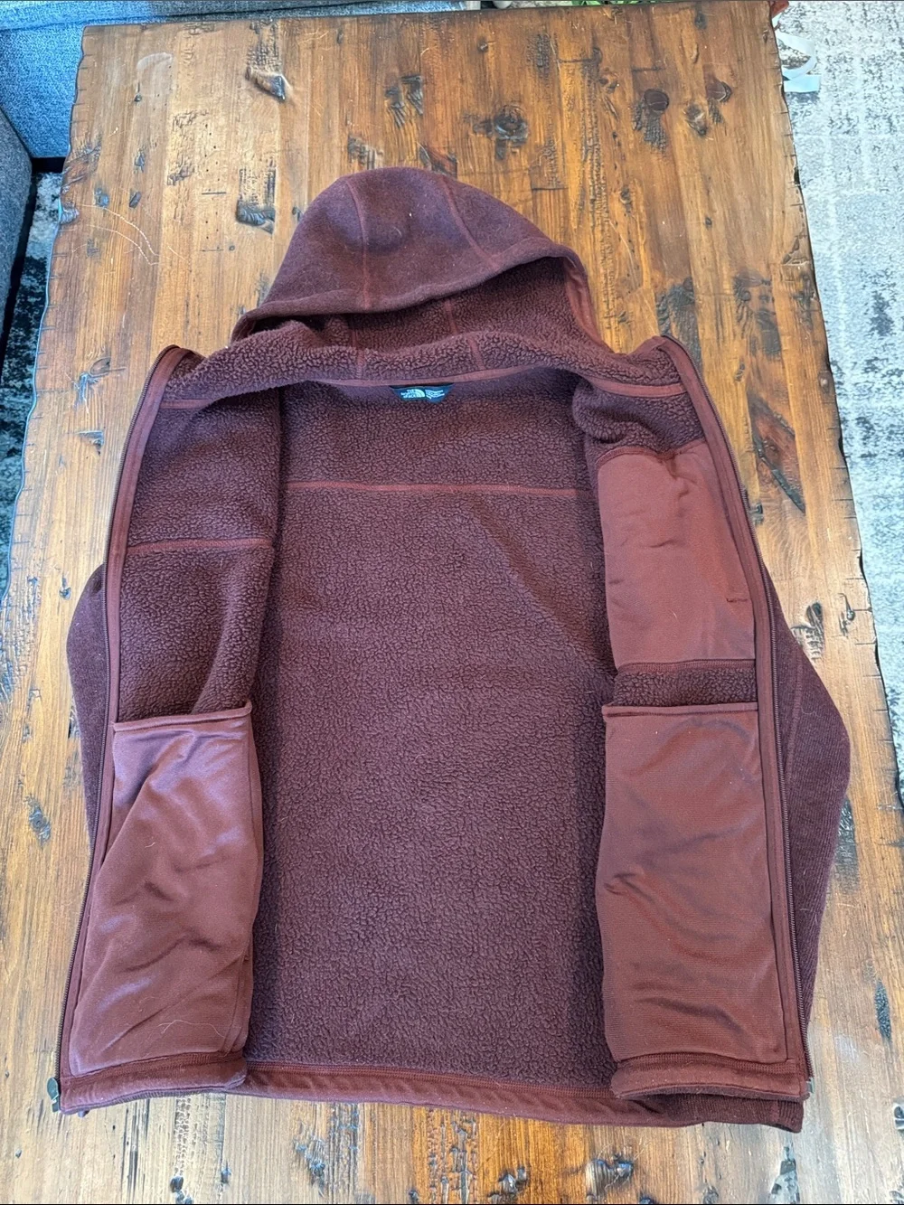The North Face Men's Full-Zip Hooded Fleece Jacket - Maroon
